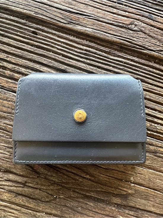 Acne Studios Handbags - Acne Studios Navy Leather Snap Wallet with Gold Button